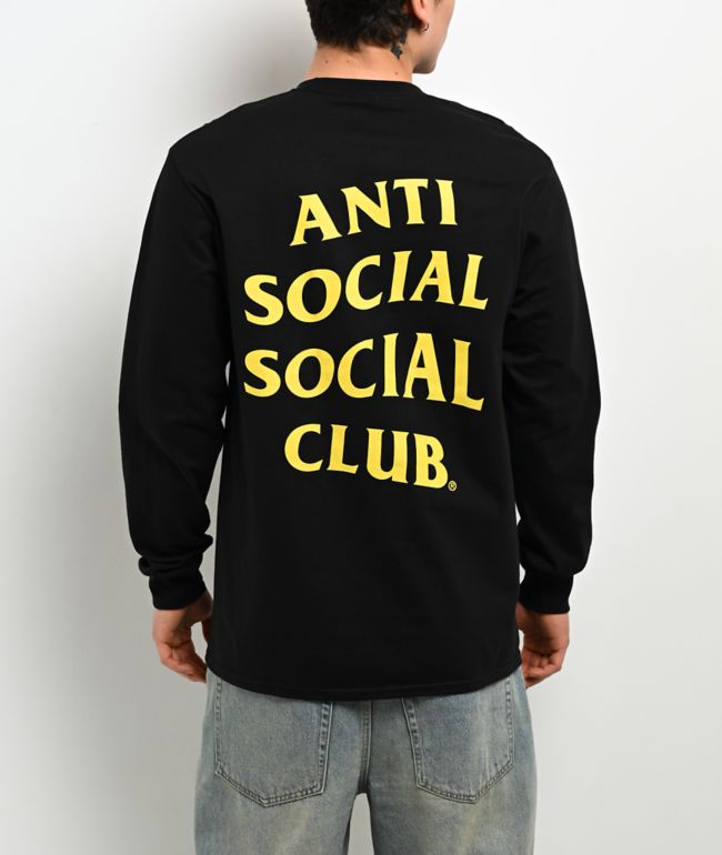 Anti Social Social Club Mind Games Black & Yellow Long Sleeve T-Shirt - Anti Social Social Club