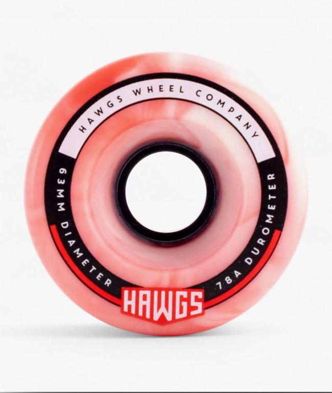 Hawgs Fatty 63mm 78a Pink & White Swirl Cruiser Skateboard Wheels - Hawgs