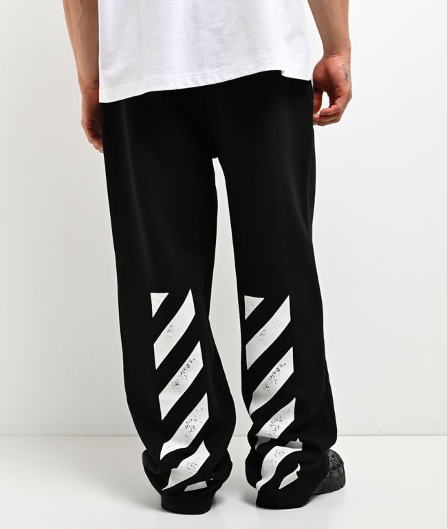 L/AB c/o Off-White™ Core Diagonal Black Relaxed Sweatpants - L/AB c/o Off-White