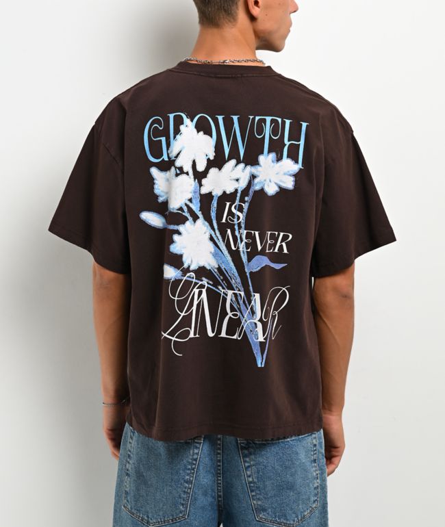 Dravus Linear Flora Vintage Brown T-Shirt - Dravus