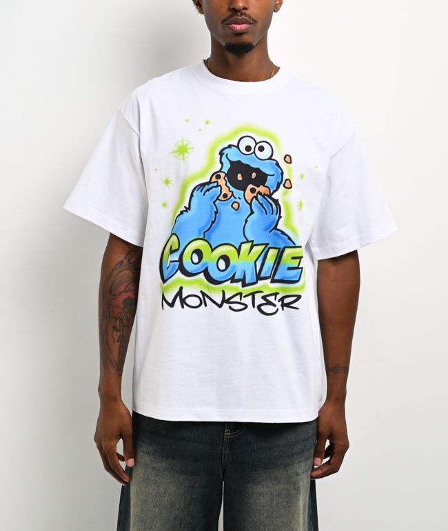 Sesame Street Cookie Monster Airbrush White T-Shirt - Sesame Street
