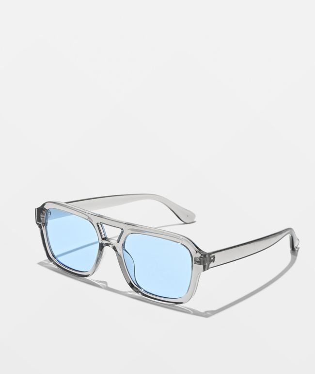 Pilot Crystal Smoke & Blue Sunglasses - Blue Gem Sunglasses
