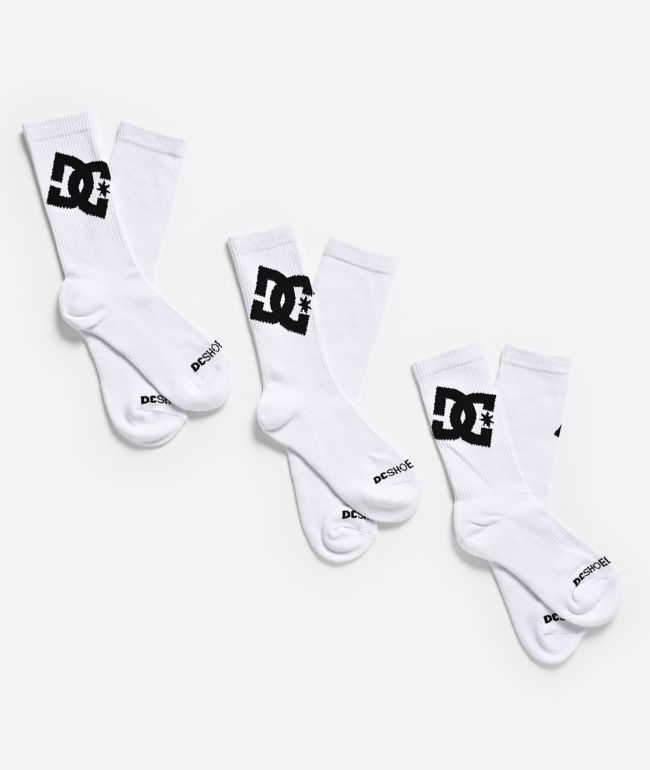 DC Graffik Logo 3 Pack White Crew Socks - DC