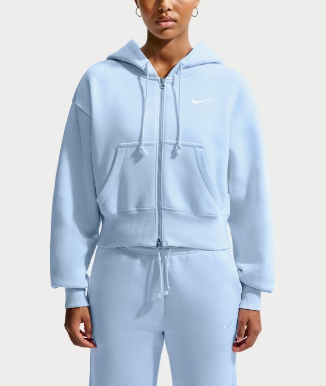 Nike Sportswear Phoenix Blue Crop Zip Hoodie - Nike