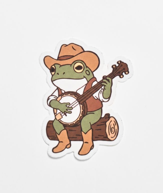 Strike Gently Howdy Banjo Frog Sticker - Strike Gently