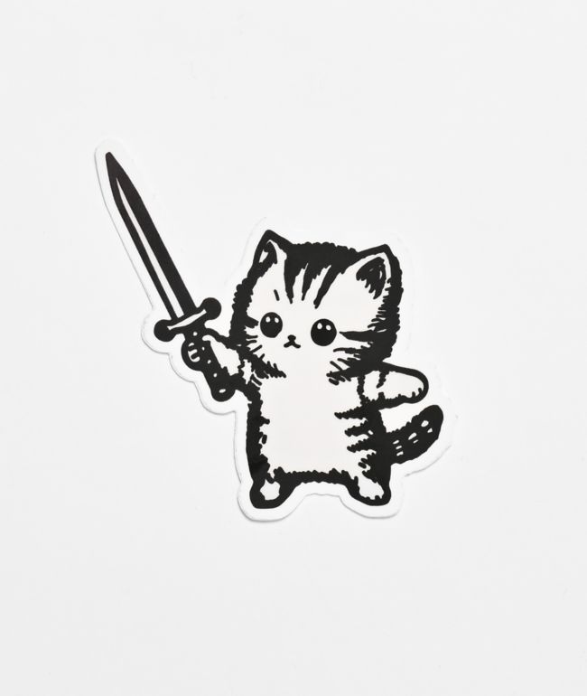 Strike Gently Sword Kitten Sticker - Strike Gently