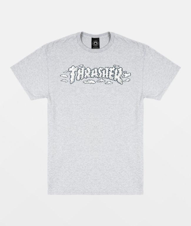 Thrasher Clouds By Spanky Grey T-Shirt - Thrasher