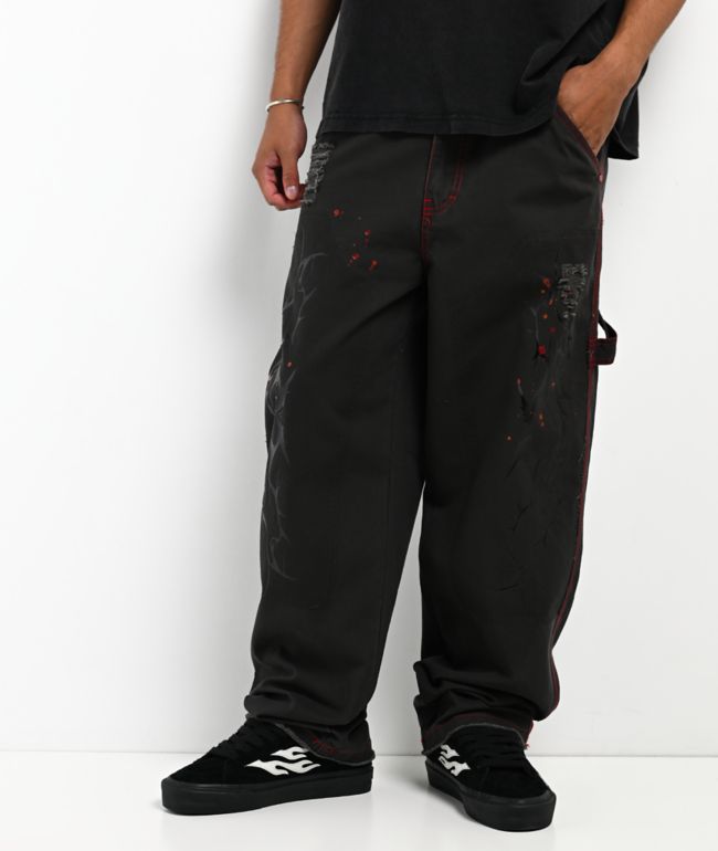 Vitriol Butcher Black & Red Canvas Pants - Vitriol