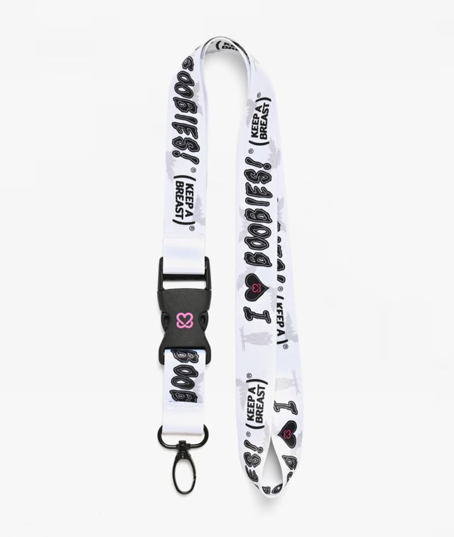 Keep A Breast Foundation I Heart Boobies Bones White Lanyard - Keep A Breast Foundation