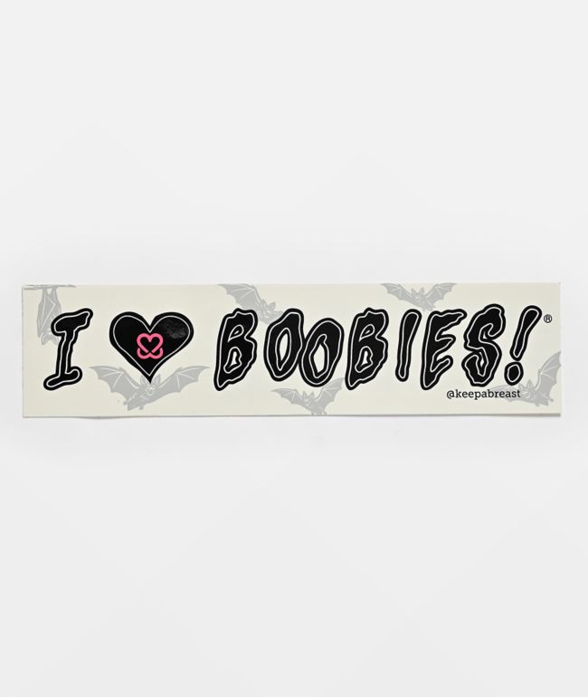 Keep A Breast Foundation I Heart Boobies Bones Black Sticker - Keep A Breast Foundation