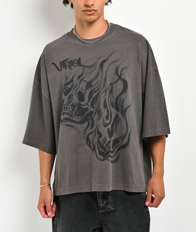 Vitriol Smoky & Ethereal Vintage Grey Boxy Crop T-Shirt - Vitriol