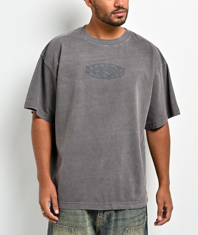 Empyre Graffiti Oval Logo Vintage Grey T-Shirt - Empyre