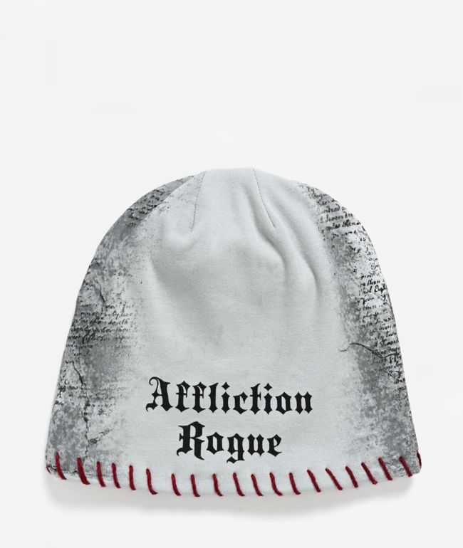 Affliction x Rogue Mourning Grey Reversible Skully Beanie - Affliction