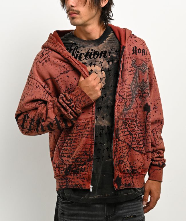 Affliction x Rogue Mourning Orange Zip Hoodie - Affliction