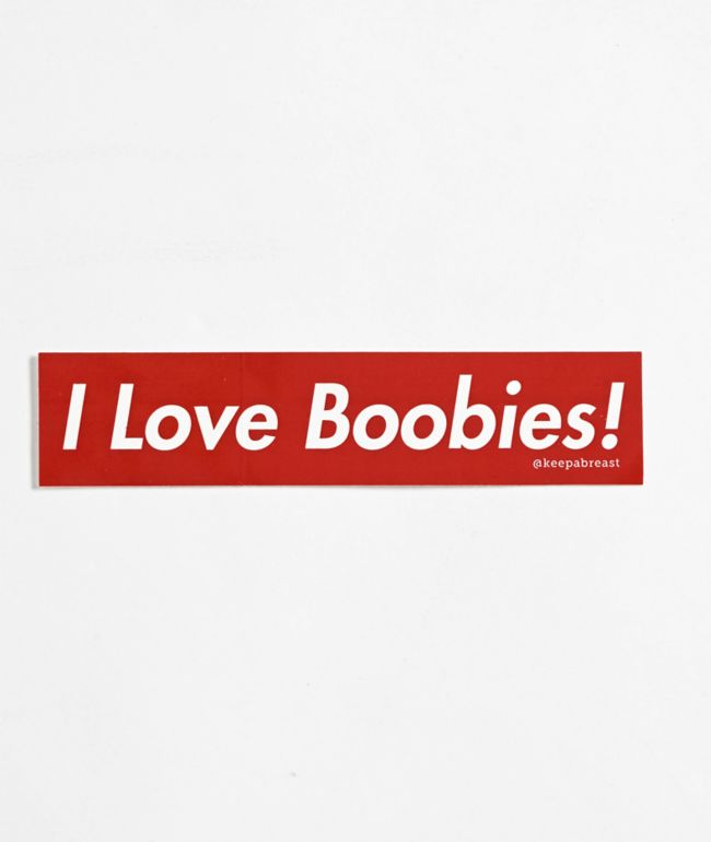 Keep A Breast Foundation I Love Boobies Red & White Sticker - Keep A Breast Foundation