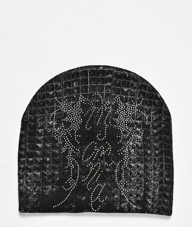Insomnia Visuals Studz Rhinestone Black Skully Beanie - Insomnia Visuals