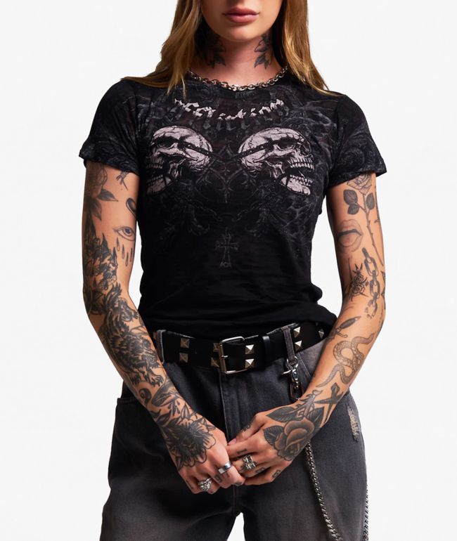 Affliction Collapse Black Burnout T-Shirt - Affliction