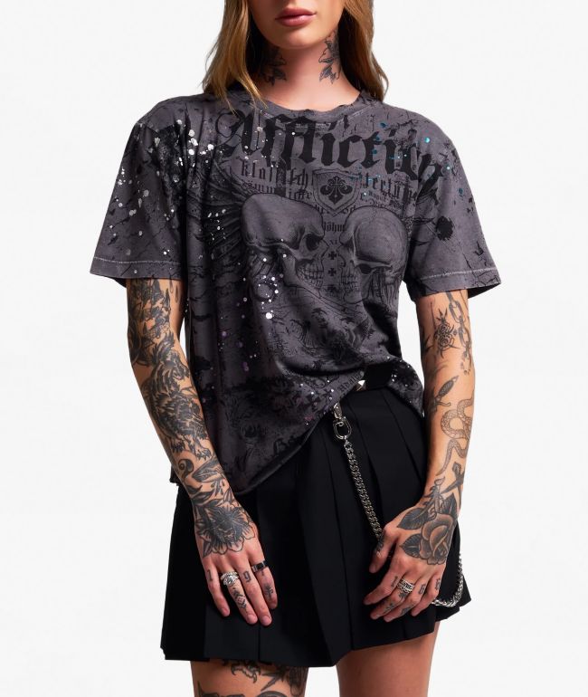 Affliction Neglect Charcoal Grey T-Shirt - Affliction