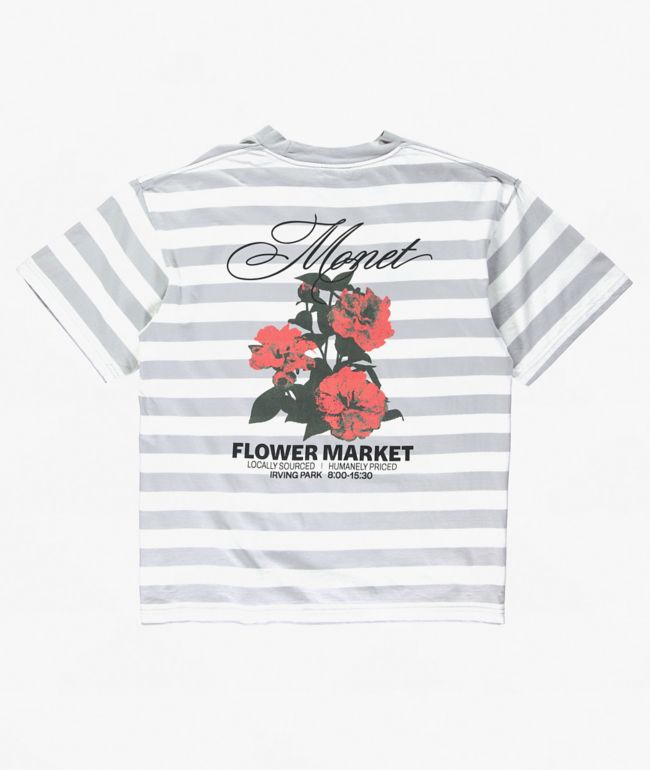Monet Skateboards Market Stripe Grey & White T-Shirt - Monet Skateboards