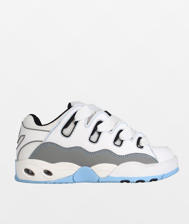 Osiris D3 2001 White, Grey & Baby Blue Skate Shoes - Osiris
