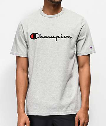 black champion shirt blue writing