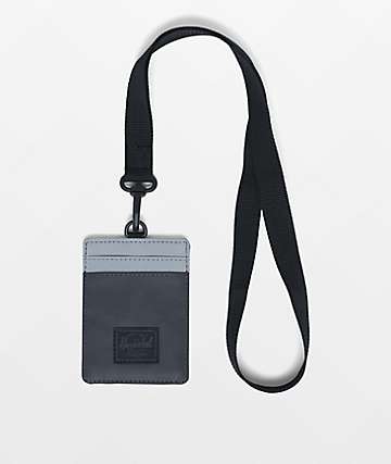 Herschel Supply Co. Charlie Black & Silver Reflective Lanyard Wallet