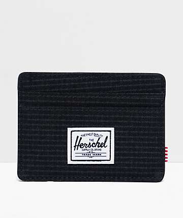 Herschel Supply Co. Charlie Dark Grid & Black Cardholder Wallet
