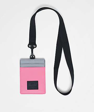 Herschel Supply Co. Charlie Neon Pink & Silver Reflective Lanyard Wallet