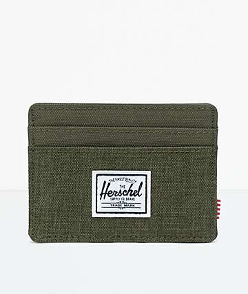 Herschel Supply Co. Charlie Olive Crosshatch Cardholder Wallet