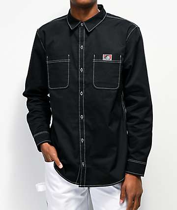 Lurking Class by Sketchy Tank Lurkwear Black Long Sleeve Button Up Shirt