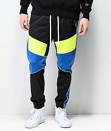 Ninth Hall Brake Moto Black, Blue & Green Track Pants