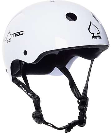 Pro-tec Classic White Gloss Skateboard Helmet