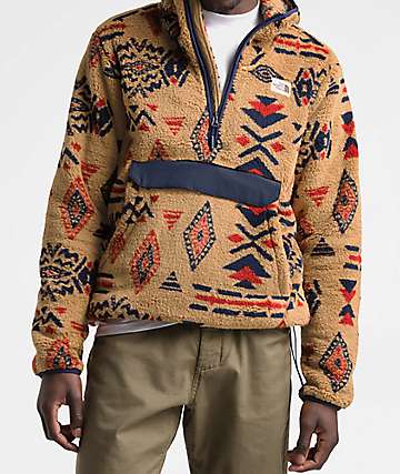The North Face Campshire Cedar Brown & California Geo Print Fleece Anorak Jacket