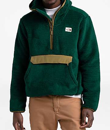 The North Face Campshire Green & Khaki Fleece Anorak Jacket