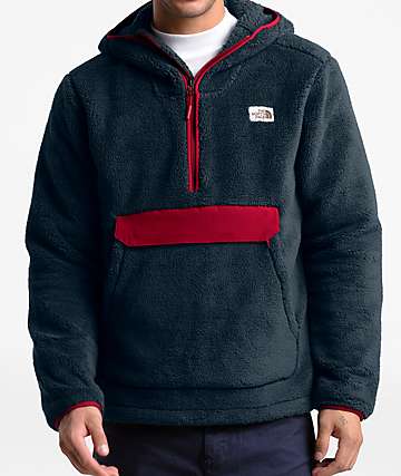The North Face Campshire Urban Navy & Red Fleece Anorak Jacket