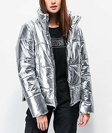 Vans Galactic Spiral Metallic Silver Puffer Jacket