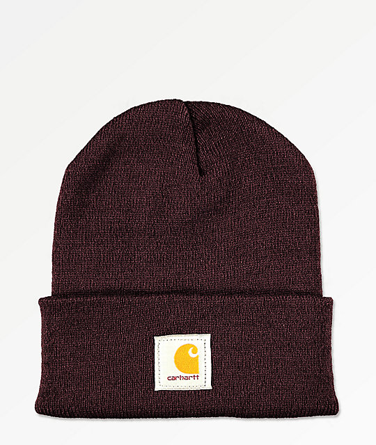 burgundy carhartt beanie