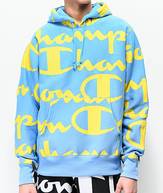 champion all over script hoodie