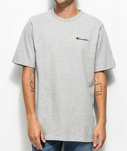 Embroidered Script Grey T-Shirt 