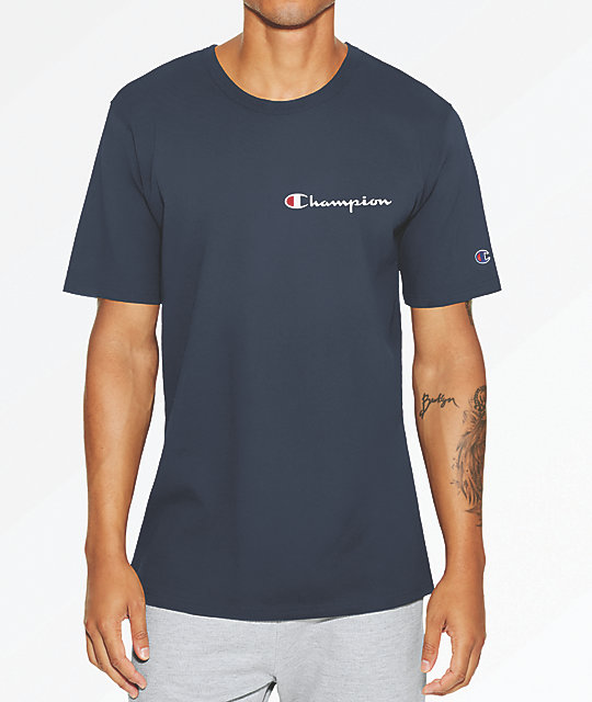 Embroidered Script Navy T-Shirt 