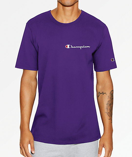 Embroidered Script Purple T-Shirt 