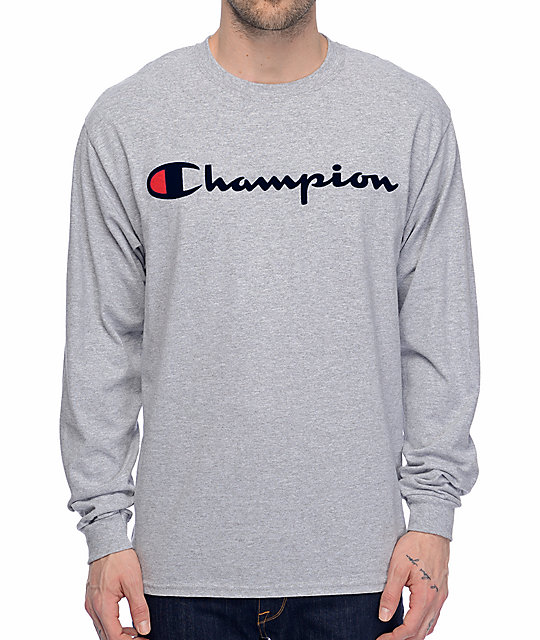 champion long sleeve grey
