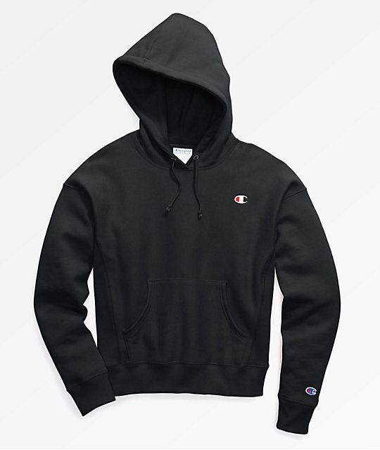 champion logo hoodie black