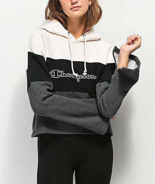 champion cropped colorblock hoodie