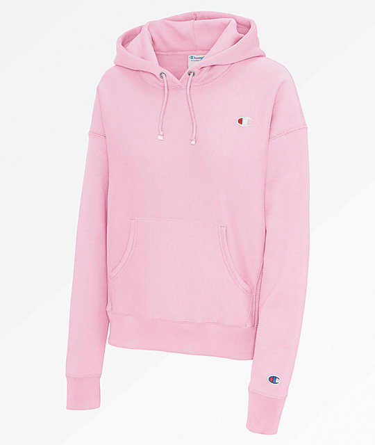 champion reverse weave candy pink hoodie