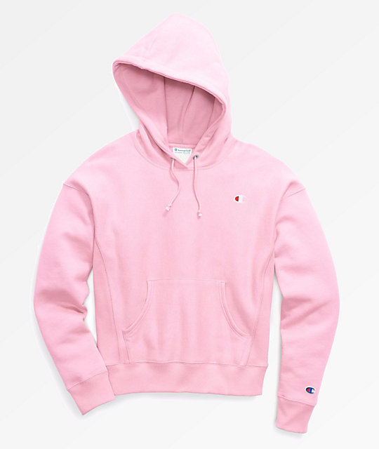 pink reverse weave champion hoodie