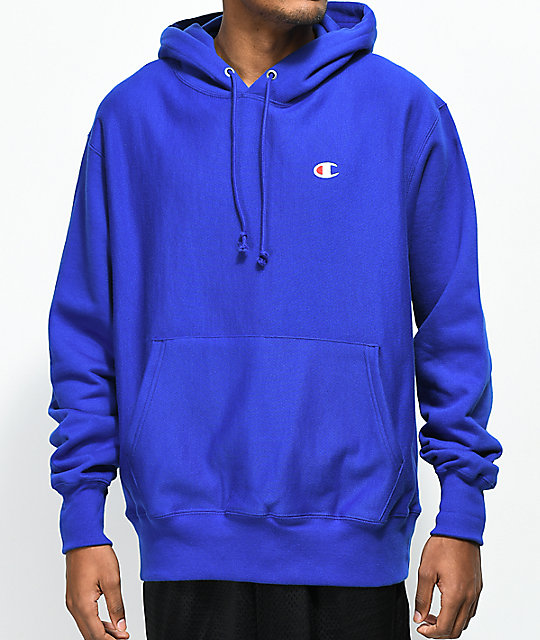 blue champion logo hoodie