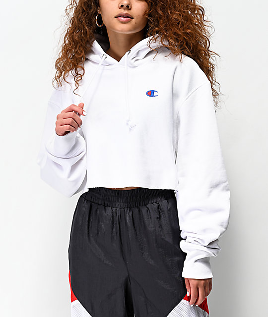 white champion hoodie cropped