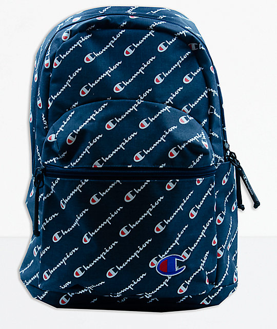 Blue Allover Script Mini Backpack 