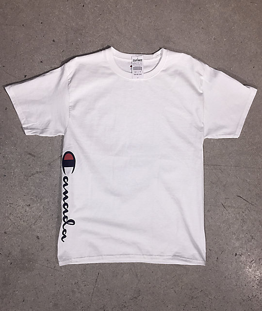 Vertical Canada Script White T-Shirt 